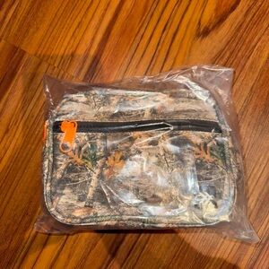 Camo Crossbody Bag with Orange Zipper